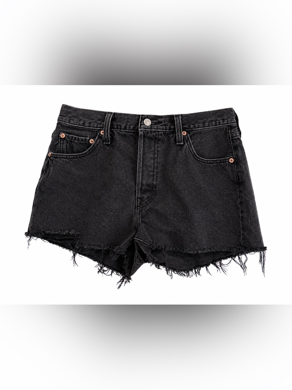 Levi's 501 Black Frayed-Hem Denim Shorts | $75 MSRP